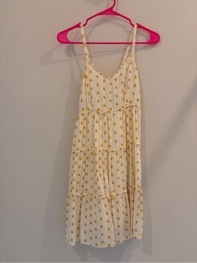 Women’s Cream Polka Dot Tiered Sundress - Yellow Dots